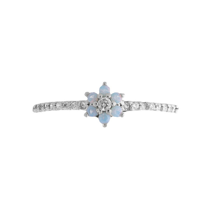 Verão nova moda cor azul flor anéis de cobre legal