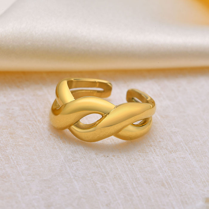Estilo francês estilo moderno comuta anéis banhados a ouro 18K de cor sólida em aço inoxidável