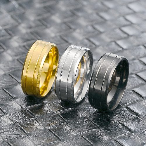 1 Piece Casual Solid Color Titanium Steel Polishing Rings