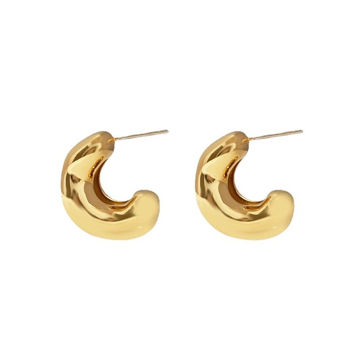 1 Pair Simple Style C Shape Plating Inlay Copper Ear Studs