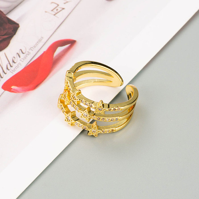 خاتم فراشة هندسي مطلي بالذهب عيار 18 قيراط، فتحة بإصبع السبابة قابلة للتعديل