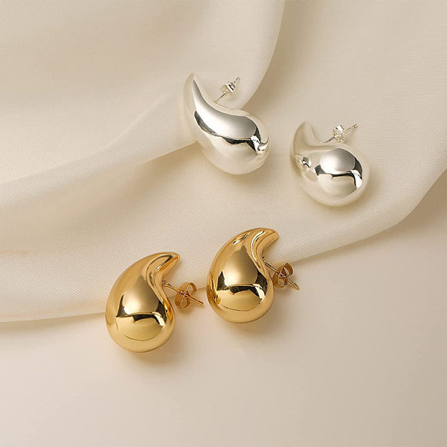 1 Pair Simple Style Commute Water Droplets Plating Copper Gold Plated Silver Plated Ear Studs
