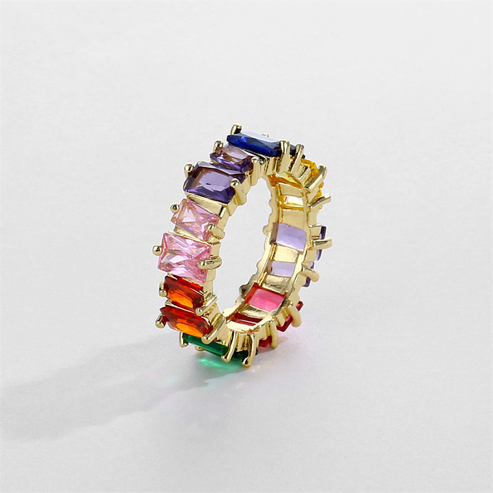 Casual Streetwear Rectangle Copper Plating Inlay Zircon Rings