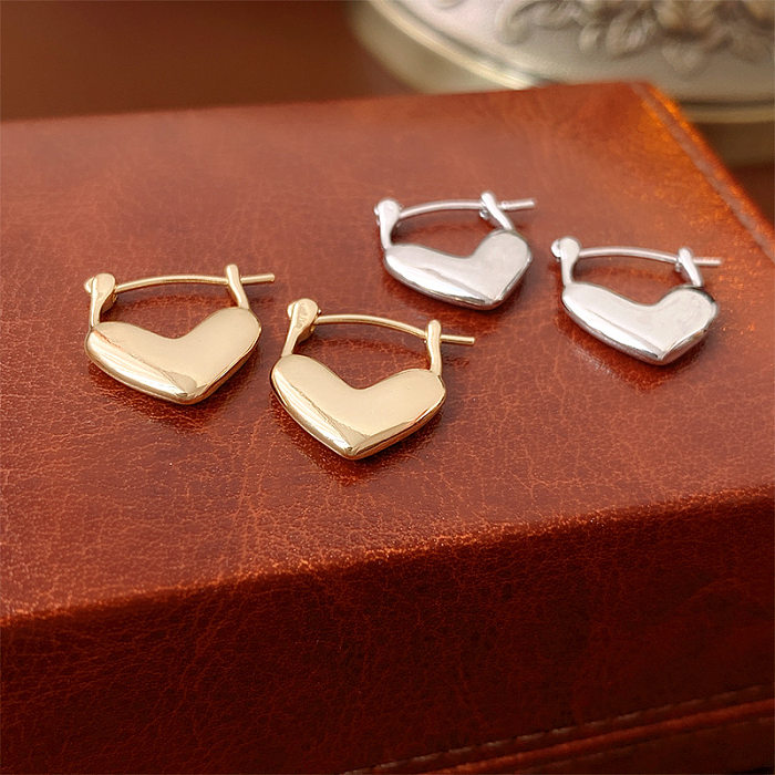 1 Pair Casual Simple Style Heart Shape Plating Copper Earrings