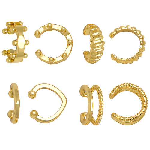 1 par casual estilo moderno revestimento geométrico cobre 18K punhos de orelha banhados a ouro
