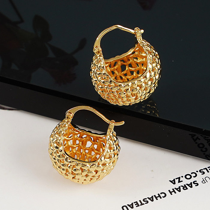 Fashion Solid Color Copper Earrings Plating Hollow Out Copper Earrings