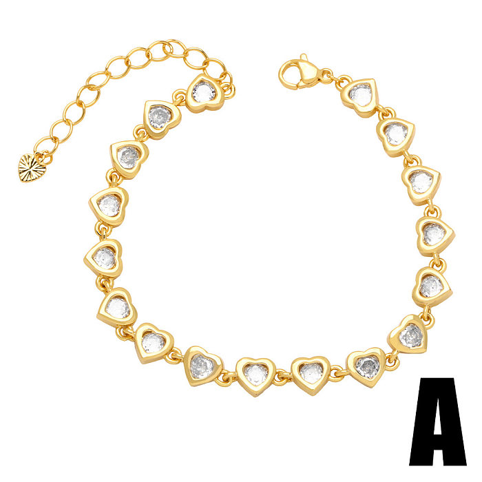 Mode géométrique étoile coeur forme cuivre Bracelets incrustation Zircon cuivre Bracelets