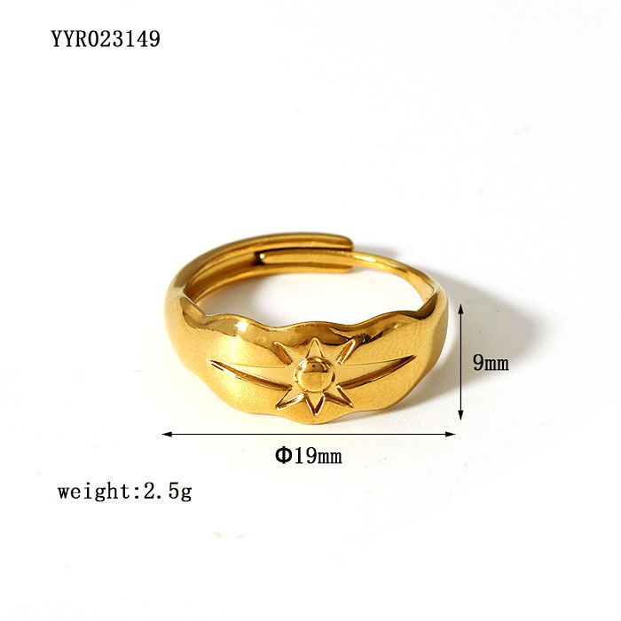 Wholesale Retro Classic Style Solid Color Stainless Steel Plating 18K Gold Plated Open Rings