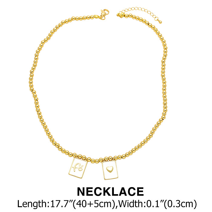 Collar plateado oro 18K de las pulseras del esmalte de cobre de la forma del corazón del cuadrado de la letra del estilo simple