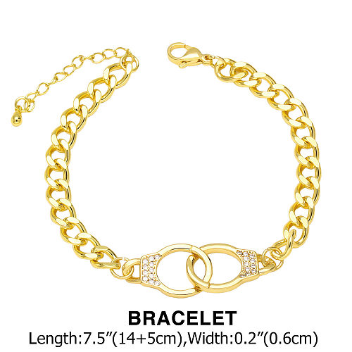 Fashion Handcuffs Copper Inlay Zircon Bracelets Necklace