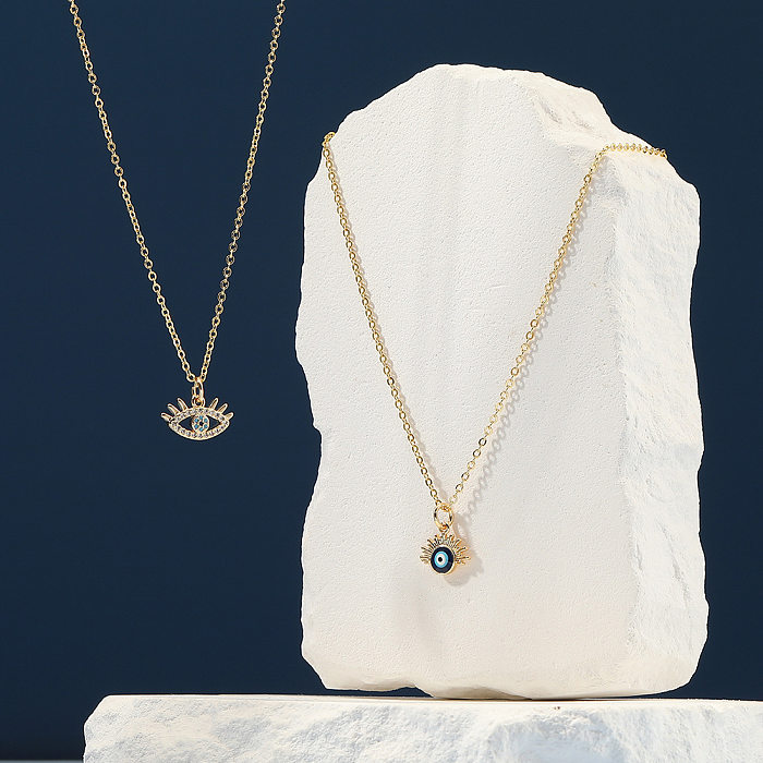 Collier pendentif géométrique en cuivre plaqué or et Zircon à la mode