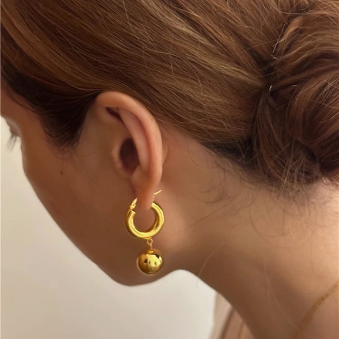 1 Pair Classic Style Round Plating Copper Earrings