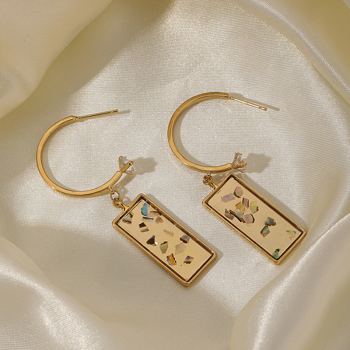 1 Pair Vintage Style Simple Style Roman Style Square Rectangle Plating Inlay Copper Zircon 18K Gold Plated Drop Earrings