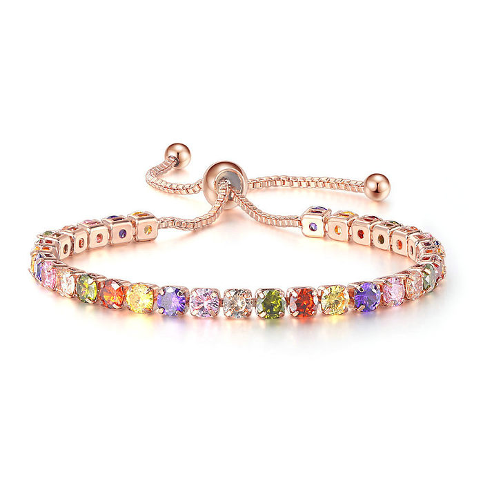 Bracelets en cuivre multicolores géométriques à la mode, incrustés de Zircon, 1 pièce