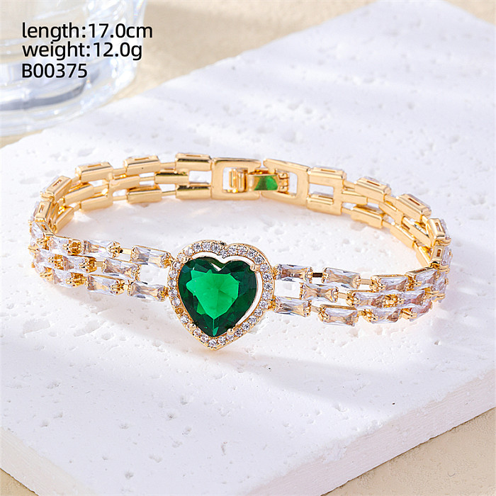 Casual Luxurious Shiny Four Leaf Clover Infinity Heart Shape Copper Inlay Zircon Bracelets