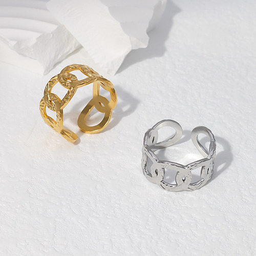 Ovaler offener Ring aus Edelstahl im schlichten Stil