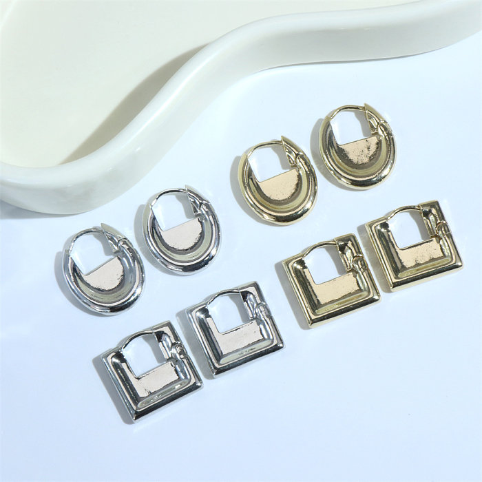1 Paar modische, quadratische, ovale Ohrringe mit Kupferbeschichtung