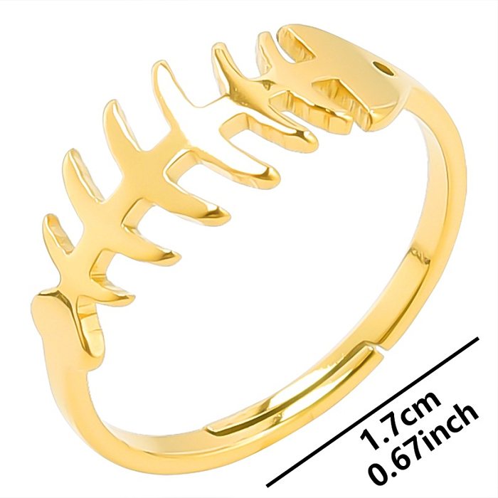 Wholesale Novelty Fish Bone Stainless Steel Open Ring