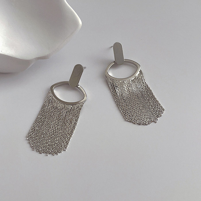 1 Pair Retro Geometric Copper Tassel Plating Drop Earrings