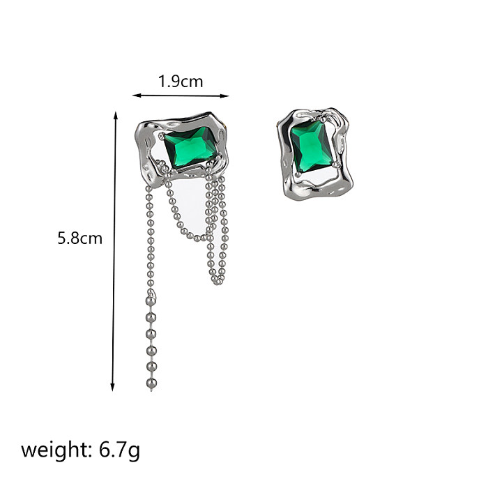 1 Pair Simple Style Solid Color Plating Inlay Copper Zircon Silver Plated Drop Earrings