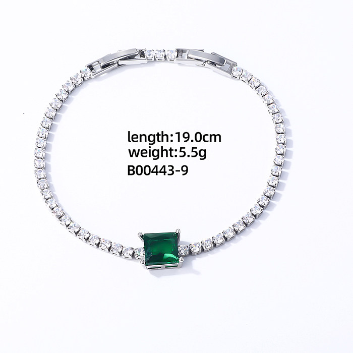 Casual Sweet Square Oval Copper Inlay Zircon Bracelets