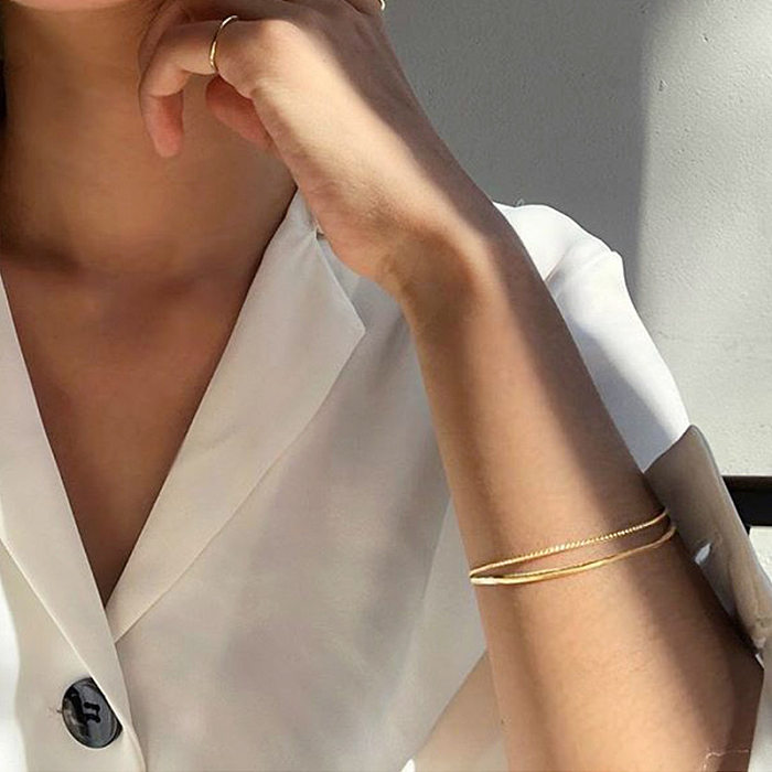 Bracelets plaqués argent plaqués or et argent avec double anneau de style moderne et simple
