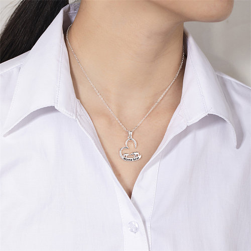Casual Simple Style Letter Bear Stainless Steel Titanium Steel Copper Polishing Plating Inlay Zircon Silver Plated Pendant Necklace