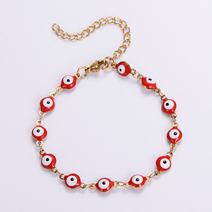 Classical Roman Style Devil'S Eye Stainless Steel Epoxy Plating 18K Gold Plated Bracelets Necklace