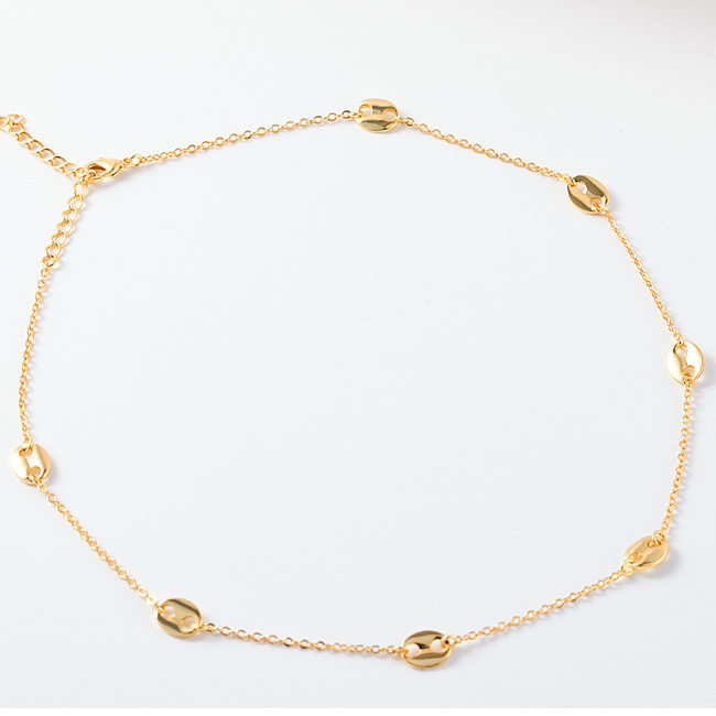 O ouro geométrico simples do cobre 18K do estilo chapeou a colar dos braceletes no volume