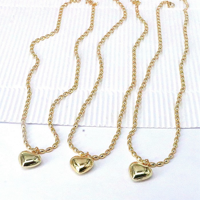 Hip-Hop Heart Shape Copper Plating Gold Plated Pendant Necklace