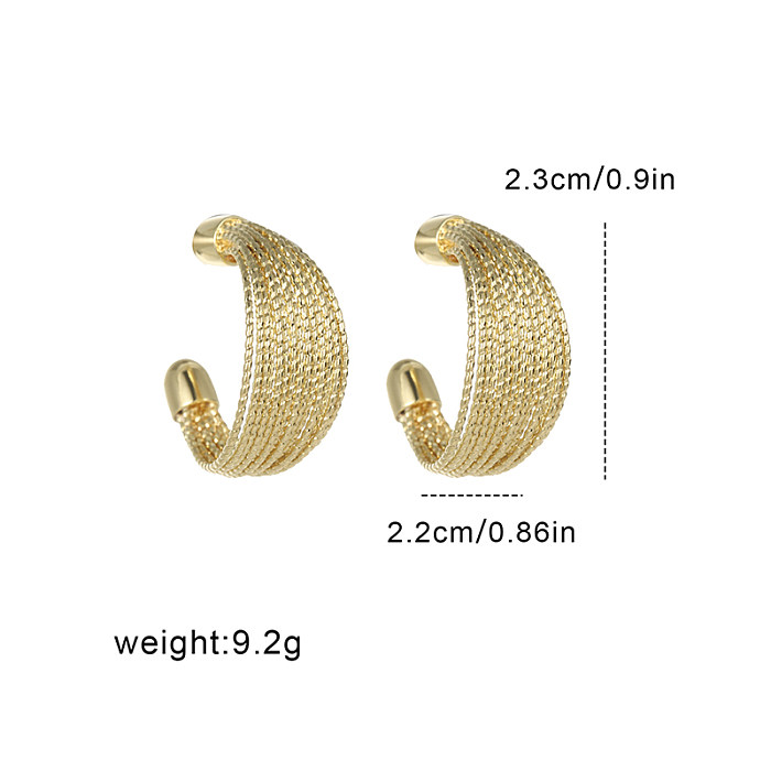 1 Pair Simple Style C Shape Copper Layered Ear Studs