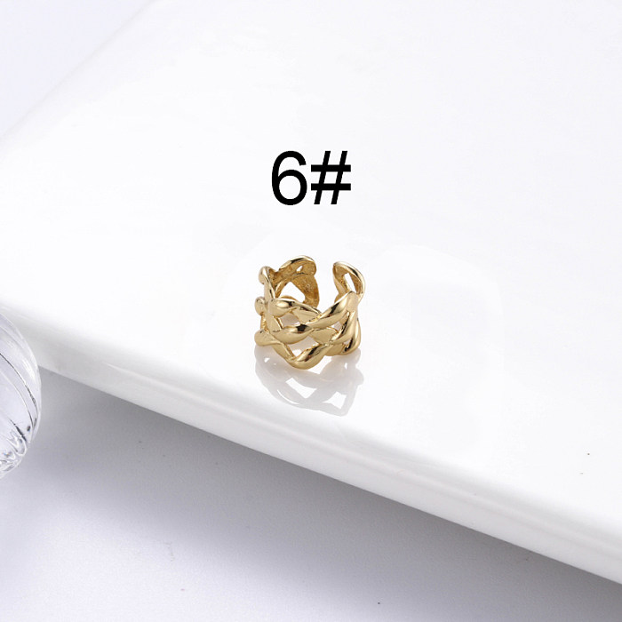 1 Piece Modern Style Square Copper Plating Inlay Zircon 18K Gold Plated Ear Clips
