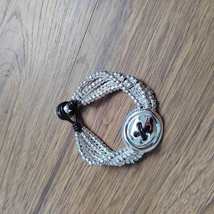 Estilo simples estilo clássico oval cobre em camadas pulseiras banhadas a prata