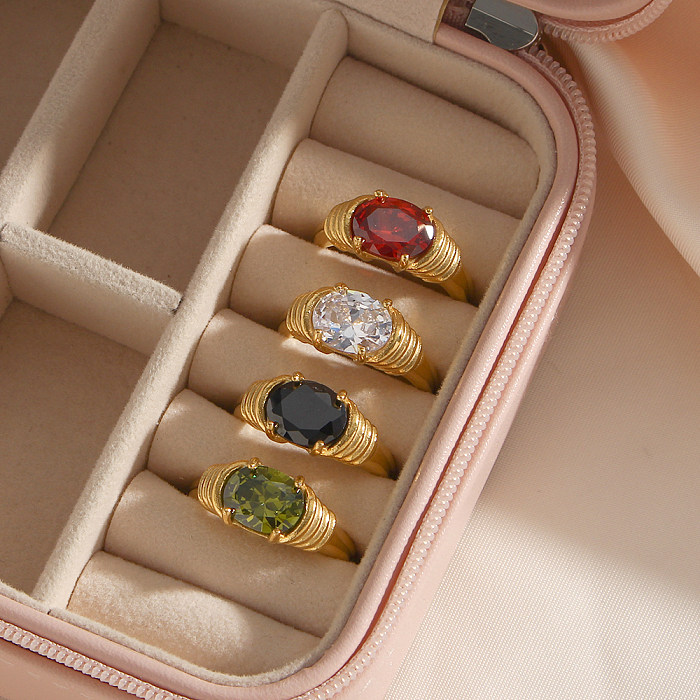 Fashion Geometric Stainless Steel Rings Plating Inlaid Zircon Zircon Stainless Steel Rings