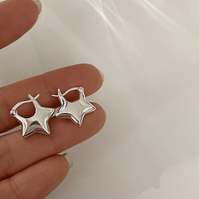 1 Pair Elegant Simple Style Pentagram Plating Copper Earrings
