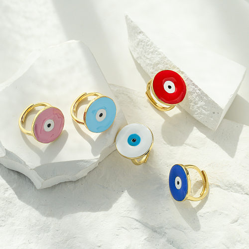 Fashion Geometric Devil'S Eye Open Ring Copper Rings