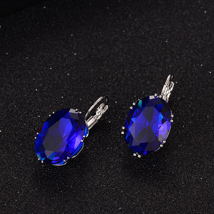 1 Pair Casual Sweet Simple Style Oval Water Droplets Inlay Copper Zircon Ear Studs