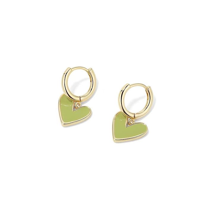 1 Pair Elegant Heart Shape Enamel Copper Earrings
