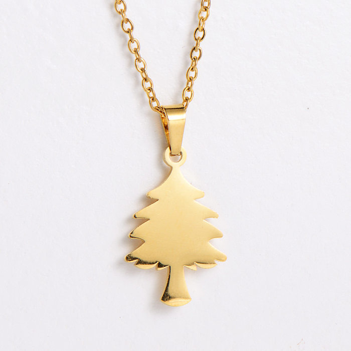 Fashion Titanium Steel Christmas Tree Necklace Earrings Set Wholesale jewelry
