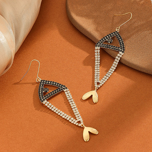 1 paire de boucles d'oreilles pendantes en cuivre et Zircon, Style Vintage, incrustation de poisson