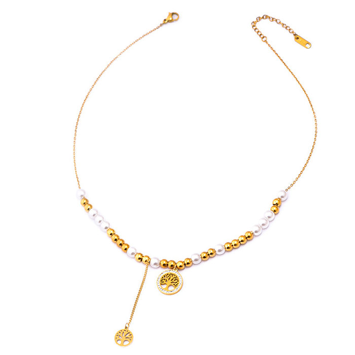 Moderne geometrische Titanstahlbeschichtung mit vergoldeten Armbändern, Ohrringen und Halsketten