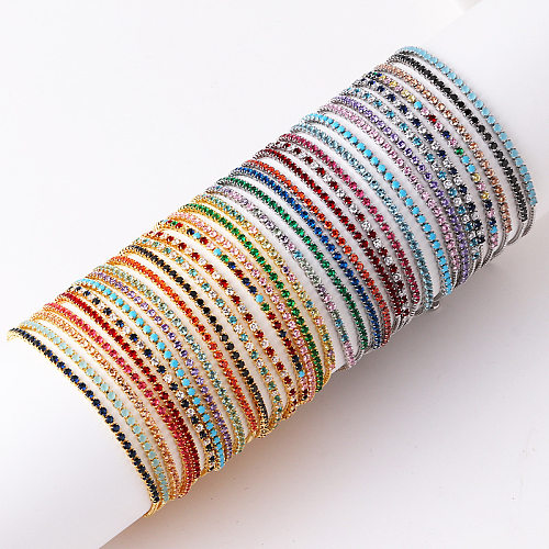 Bracelets en Zircon incrustés de cuivre de couleur unie de Style Vintage