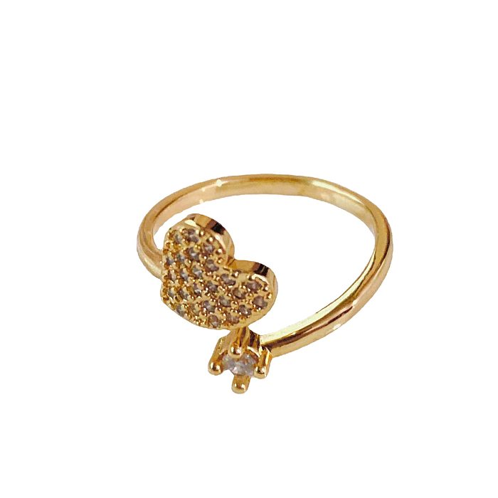 Bague de luxe légère en diamant et zircon en forme de cœur, bague plaquée or 18 carats pour la Saint-Valentin