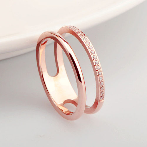 Wholesale Simple Style Geometric Titanium Steel Zircon Rings
