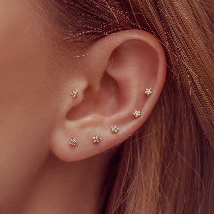 Simple Style Star Moon Lightning Earrings Copper Earrings