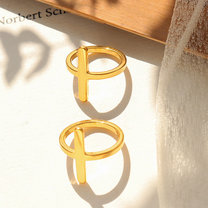 Fashion Geometric Cross Titanium Steel Rings Plating Stainless Steel Rings