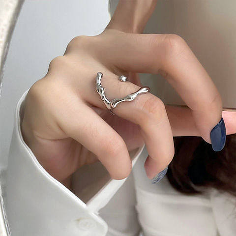 Casual Simple Style Solid Color Copper Beaded Plating Open Ring