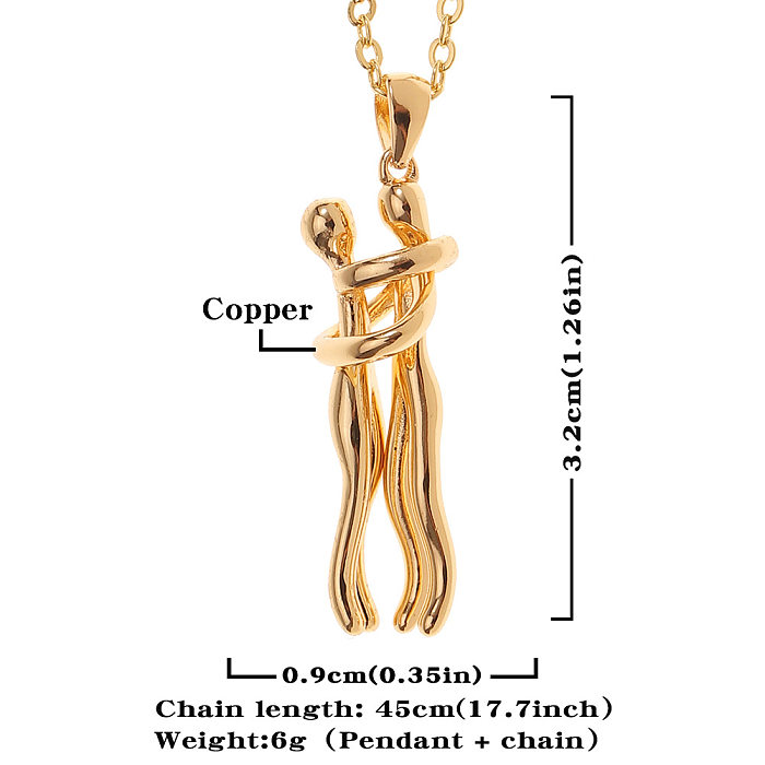New Simple Copper Plated Real Gold Love Hug Cute Necklace