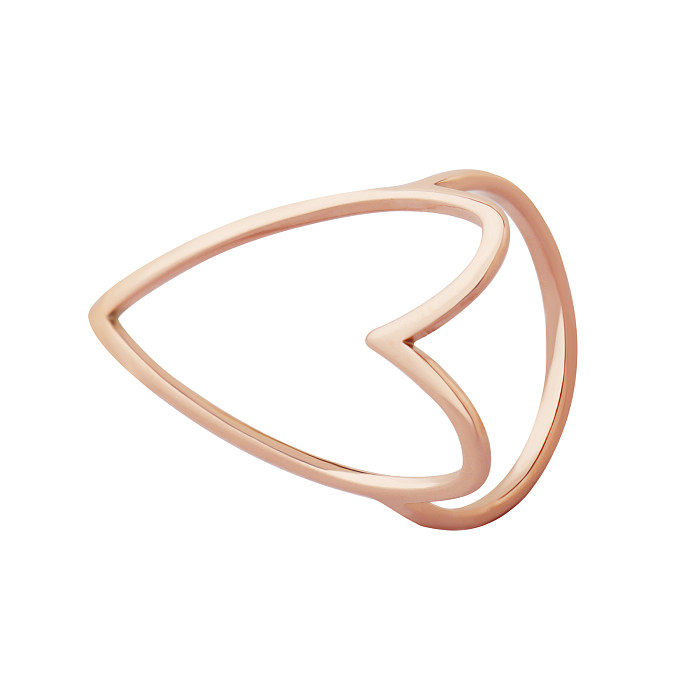 Sweet Simple Style Heart Shape Titanium Steel Plating 18K Gold Plated Rings