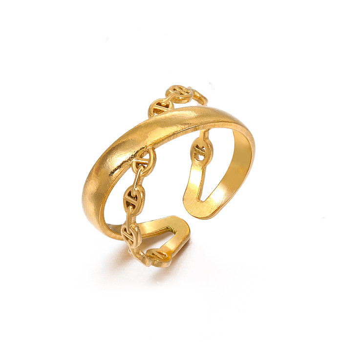 Wholesale Vintage Style Cross Solid Color Stainless Steel Plating 18K Gold Plated Open Rings